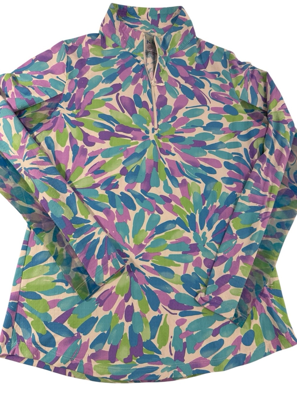 IBKÜL XS Colorful Abstract Print 1/4 Zip Mesh Sleeve Sun Shirt Golf